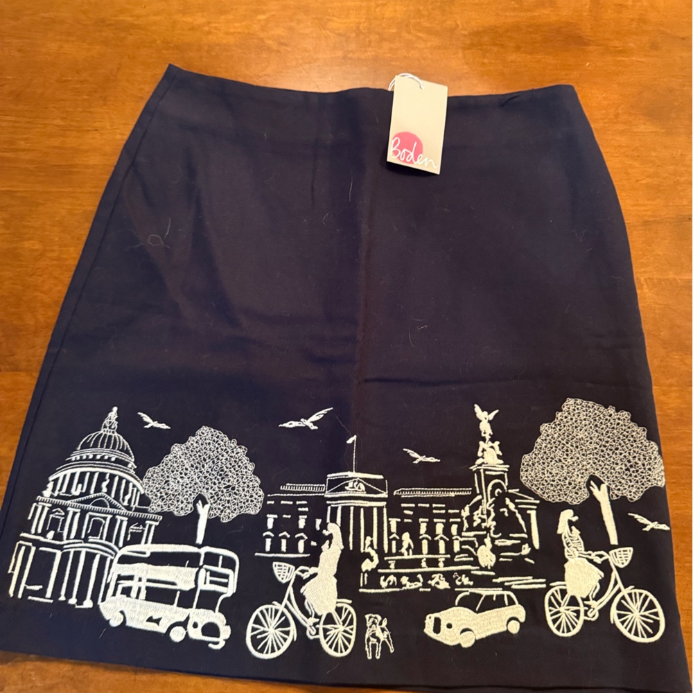 Boden London Scene Navy Blue Skirt